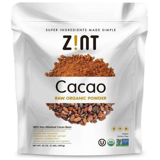 Основне фото товара Zint, Raw Organic Cacao Powder, Порошок Какао, 907 г
