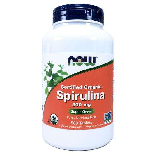Main photo Now, Certified Organic Spirulina 500 mg, 500 Tablets