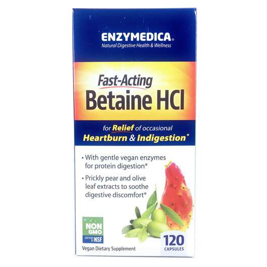 Основне фото товара Enzymedica, Betaine HCI, Бетаїн HCI, 120 капсул