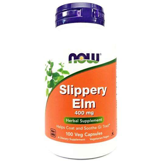 Основное фото товара Now, Кора скользкого вяза 400 мг, Slippery Elm 400 mg, 100 капсул