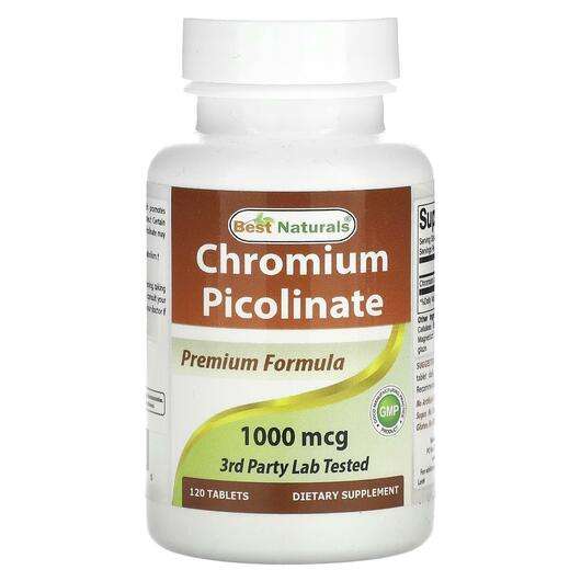 Основне фото товара Best Naturals, Chromium Picolinate 1000 mcg, Хром, 120 таблеток