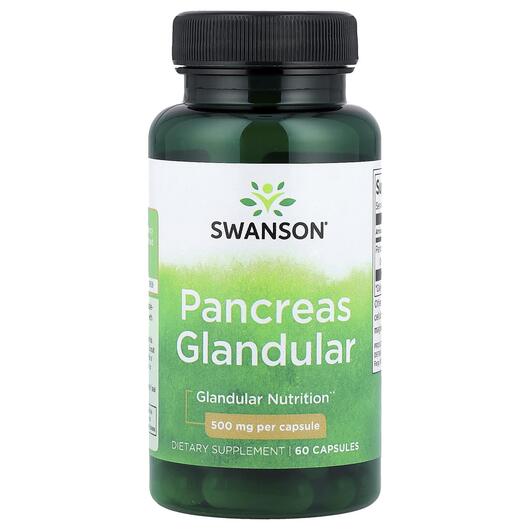 Основне фото товара Pancreas Glandular 500 mg Основне фото товара Swanson, Pancreas Glandular 500 mg, Підтримка підшлункової, 60 ка