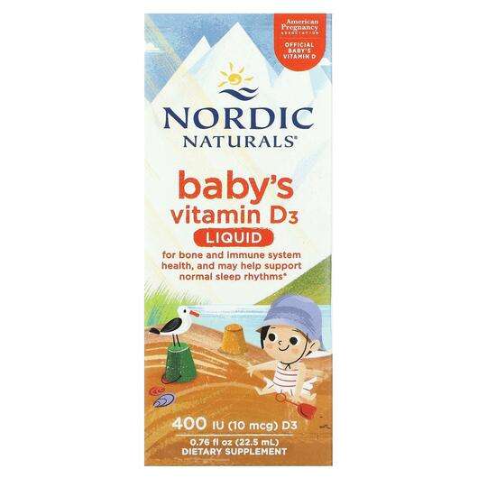 Основне фото товара Nordic Naturals, Baby's Vitamin D3 Liquid, Вітамін D3, 22.5 мл