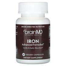 BrainMD, Iron, Залізо, 30 капсул