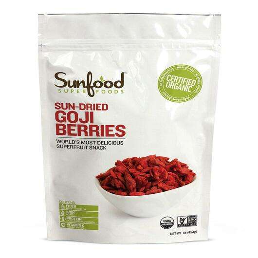 Основне фото товара Sunfood, Organic Sun-Dried Goji Berries, Ягоди Годжі, 454 г