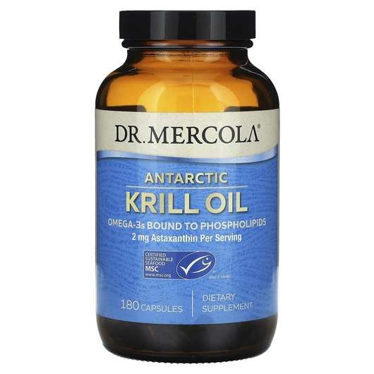 Основное фото товара Dr. Mercola, Масло Криля, Antarctic Krill Oil, 180 капсул