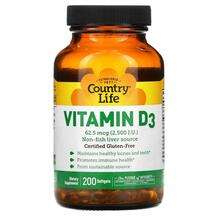 Country Life, Витамин D3 2500 МЕ, Vitamin D3, 200 капсул