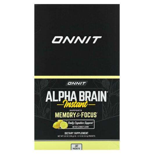 Основне фото товара Onnit, Alpha Brain Lemon 30 Packets, Альфа Брейн, 3.6 г