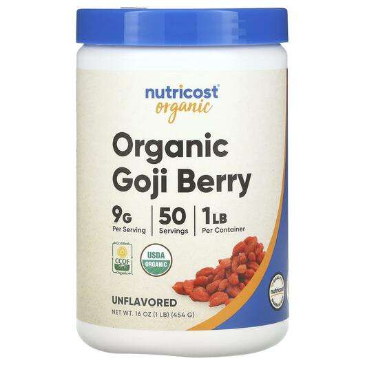 Основне фото товара Nutricost, Organic Goji Berry Unflavored, Ягоди Годжі, 454 г