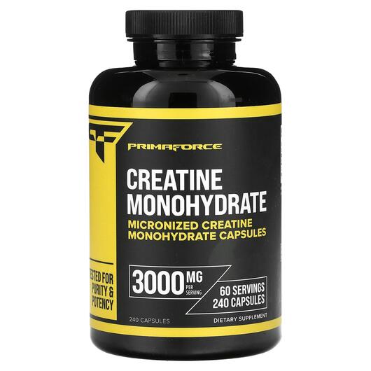 Основне фото товара Creatine Monohydrate Основне фото товара Primaforce, Creatine Monohydrate, Креатин, 240 капсул