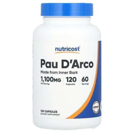 Основне фото товара Nutricost, Pau D'Arco 1100 mg, Кора мурашиного дерева, 120 капсул