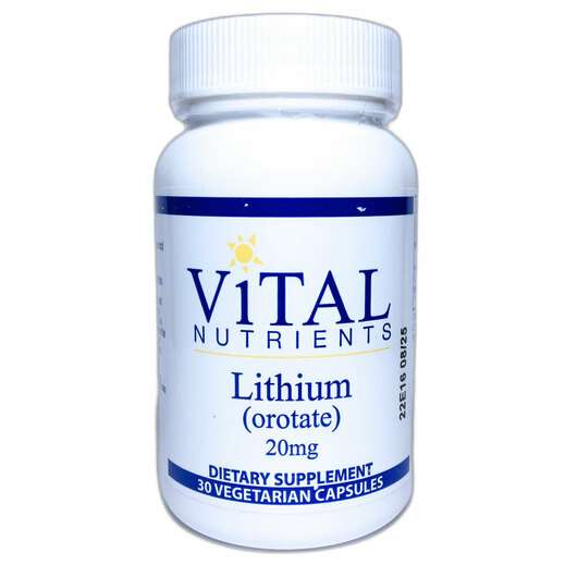 Основне фото товара Vital Nutrients, Lithium orotate 20 mg, Літій, 30 капсул