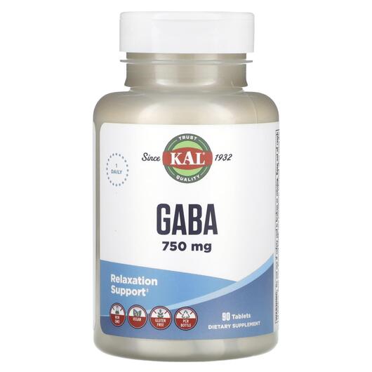 Основне фото товара GABA 750 mg Основне фото товара KAL, GABA 750 mg, ГАМК, 90 таблеток