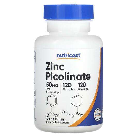 Основное фото товара Nutricost, Пиколинат Цинка, Zinc Picolinate 50 mg, 120 капсул