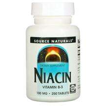 Source Naturals, Ниацин 100 мл, Niacin 100 mg 250, 250 таблеток