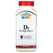 21st Century, Витамин D3 1000 МЕ, Vitamin D3 25 mcg, 500 таблеток