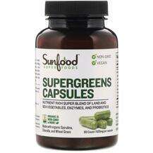 Sunfood, Supergreens капсулы 620 мг, Supergreens 620 mg 90, 90...