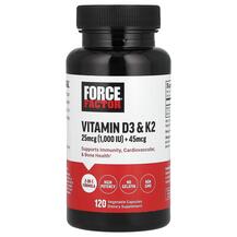Вітаміни D3 K2 Vitamin D3 & K2 Force Factor 120 капсул