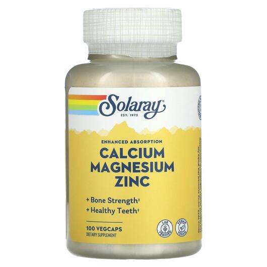 Основне фото товара Solaray, Calcium Magnesium Zinc, Кальцій Магній Цинк, 100 капсул