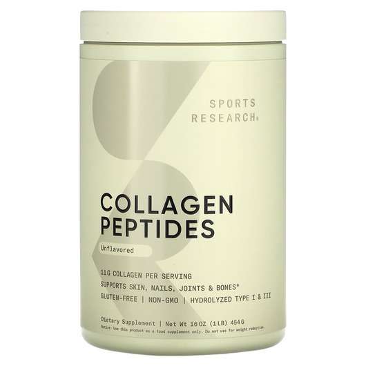 Основне фото товара Sports Research, Collagen Peptides Unflavored, Колагенові пепт...