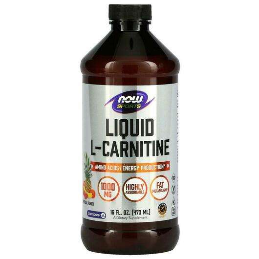 Основне фото товара Now, L-Carnitine Liquid, L-Карнітин Рідкий 1000 мг, 473 мл