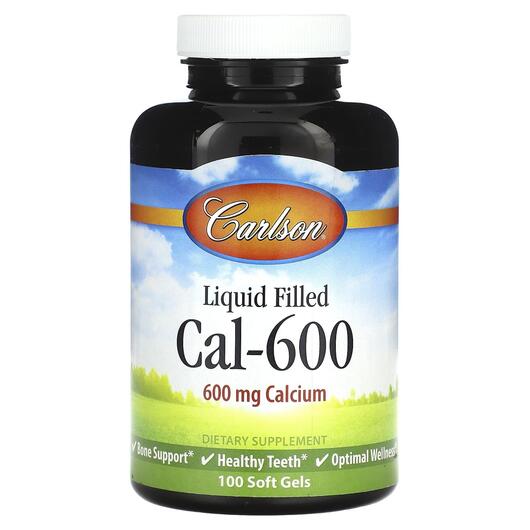 Основне фото товара Liquid Filled Cal-600 600 mg Основне фото товара Carlson, Liquid Filled Cal-600 600 mg, Кальцій, 100 капсул