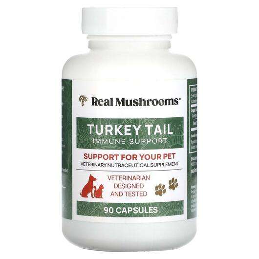 Основне фото товара Real Mushrooms, Turkey Tail Support for Your Pet, Гриби Трамет...
