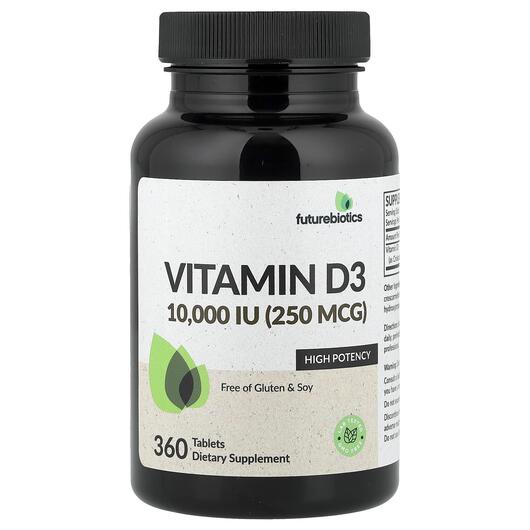 Основне фото товара Future Biotics, Vitamin D3 250 mcg 10000 IU, Вітамін D3, 360 табл