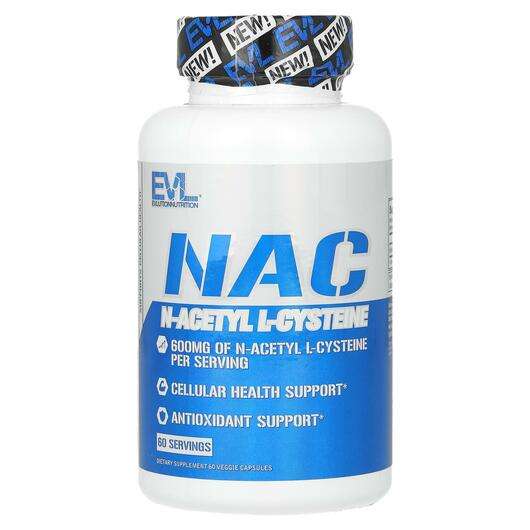 Основное фото товара EVLution Nutrition, NAC N-ацетил-L-цистеин, NAC 600 mg, 60 капсул