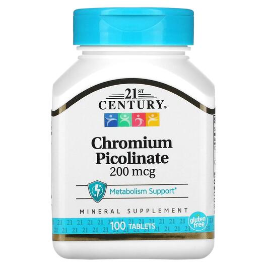 Основне фото товара Chromium Picolinate 200 mcg Основне фото товара 21st Century, Chromium Picolinate 200 mcg, Хром, 100 таблеток