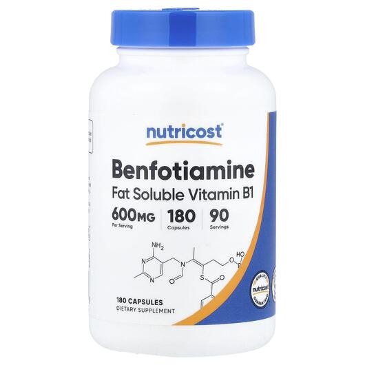 Основне фото товара Benfotiamine 600 mg Основне фото товара Nutricost, Benfotiamine 600 mg, Бенфотіамін, 180 капсул