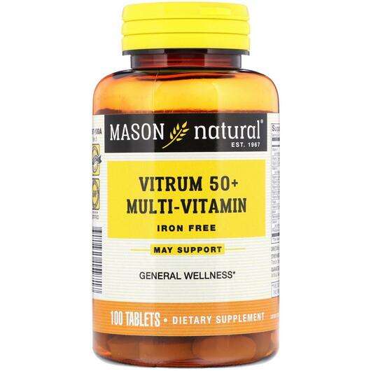 Основне фото товара Mason, Vitrum 50+ Multi-Vitamin, Вітрум 50+, 100 таблеток
