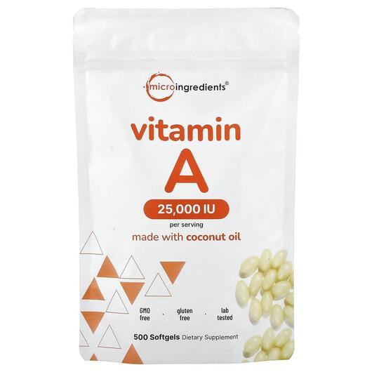 Основне фото товара Vitamin A 25000 IU Основне фото товара Micro Ingredients, Vitamin A 25000 IU, Вітамін А Ретінол, 500 кап