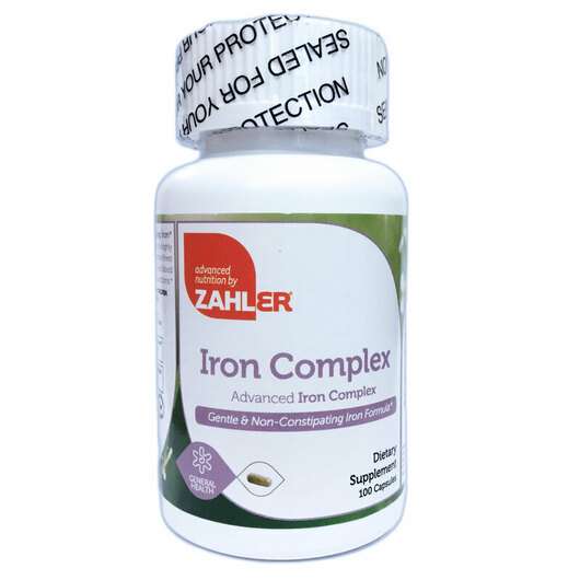 Основне фото товара Zahler, Iron Complex Advanced Iron Complex, Залізо, 100 капсул