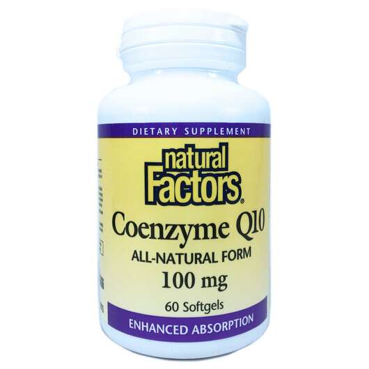 Основне фото товара Natural Factors, Coenzyme Q10 100 mg 60, Коензим Q10 100 мг, 6...