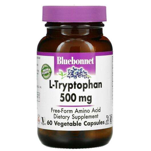 Основное фото товара Bluebonnet, L-Триптофан, L-Tryptophan 500 mg, 60 капсул