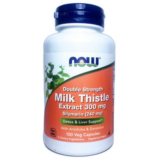 Основне фото товара Now, Milk Thistle Extract Double Strength 300 mg, Силімарин, 1...