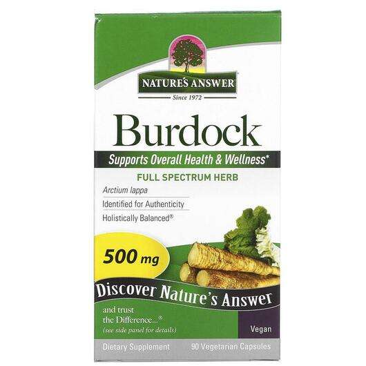 Основне фото товара Nature's Answer, Burdock Full Spectrum Herb 500 mg, Лопух, 90 ...