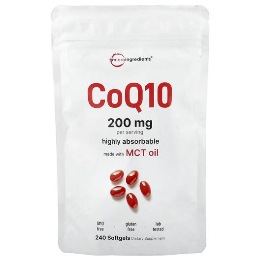 Основне фото товара CoQ10 200 mg Основне фото товара Micro Ingredients, CoQ10 200 mg, Коензим CoQ10, 240 капсул