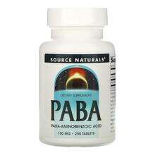 Source Naturals, ПАБА 100 мг PABA, PABA 100 mg 250, 250 таблеток
