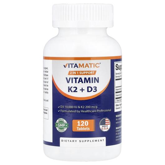 Основное фото товара Vitamatic, Витамин K2, Vitamin K2 + D3, 120 таблеток