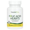 Фото товару Folic Acid Hearts, Вітамін B9 Фолієва кислота, 90 таблеток