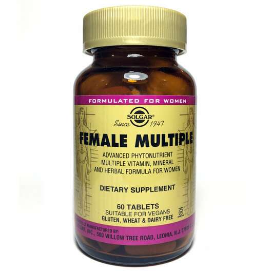 Основное фото товара Solgar, Мультивитамины для женщин, Female Multiple, 60 таблеток