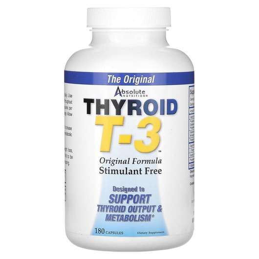 Основне фото товара Absolute Nutrition, Thyroid T-3 Original Formula, Підтримка щи...
