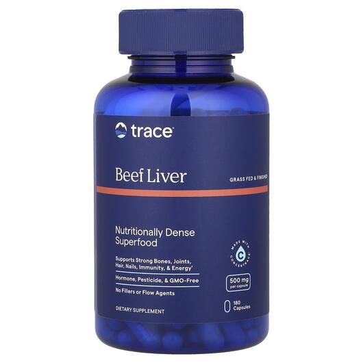 Основное фото товара TM Ancestral Grass-Fed Beef Liver 500 mg, Бычья печень, 180 капсу