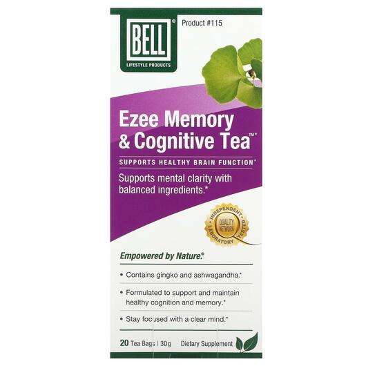 Основне фото товара Bell Lifestyle, Ezee Memory & Cognitive Tea 20 Tea Bags, О...