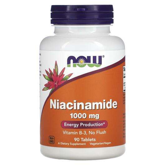 Основное фото товара Now, Ниацинамид 1000 мг, Niacinamide 1000 mg, 90 таблеток