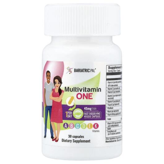 Основне фото товара Multivitamin One with Iron, Баріатричні вітаміни, 30 капсул