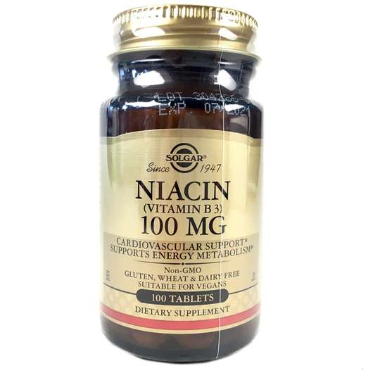 Основне фото товара Solgar, Niacin Vitamin B3, Ніацин 100 мг, 100 таблеток