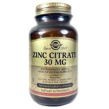 Solgar, Zinc Citrate 30 mg, Цитрат цинку 30 мг, 100 капсул